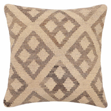 handmade Traditional Pillow Beige Brown Hand-Woven SQUARE 100% WOOL Hand woven turkish pillow2' x 2'